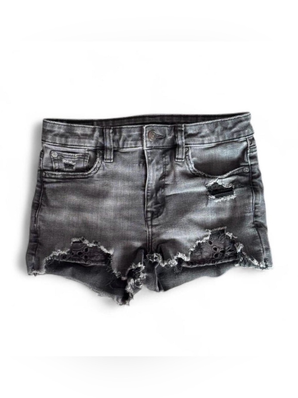 American Eagle black denim distressed shorts “Next Level Stretch” Size: 2